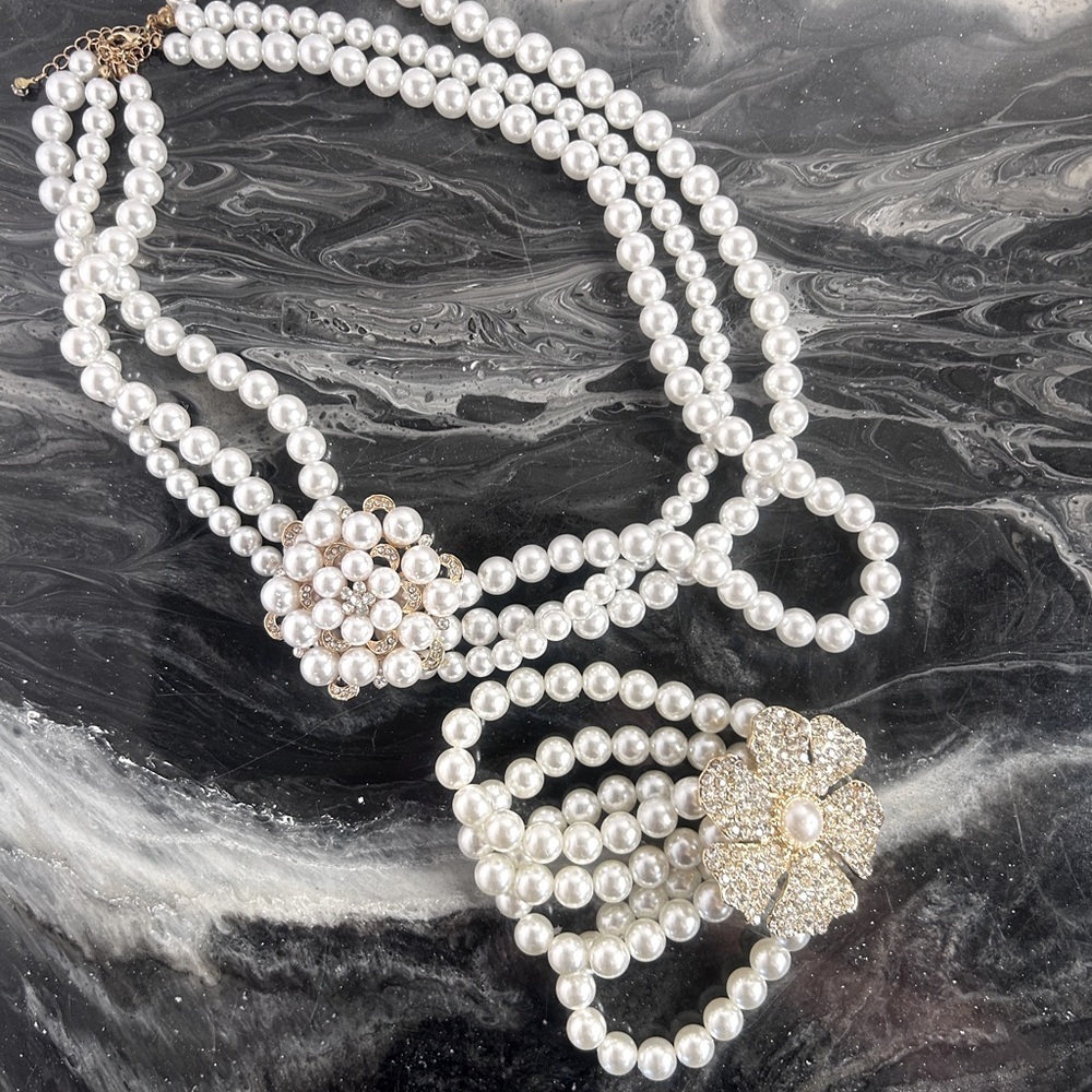 Pearl like necklace and bracelet